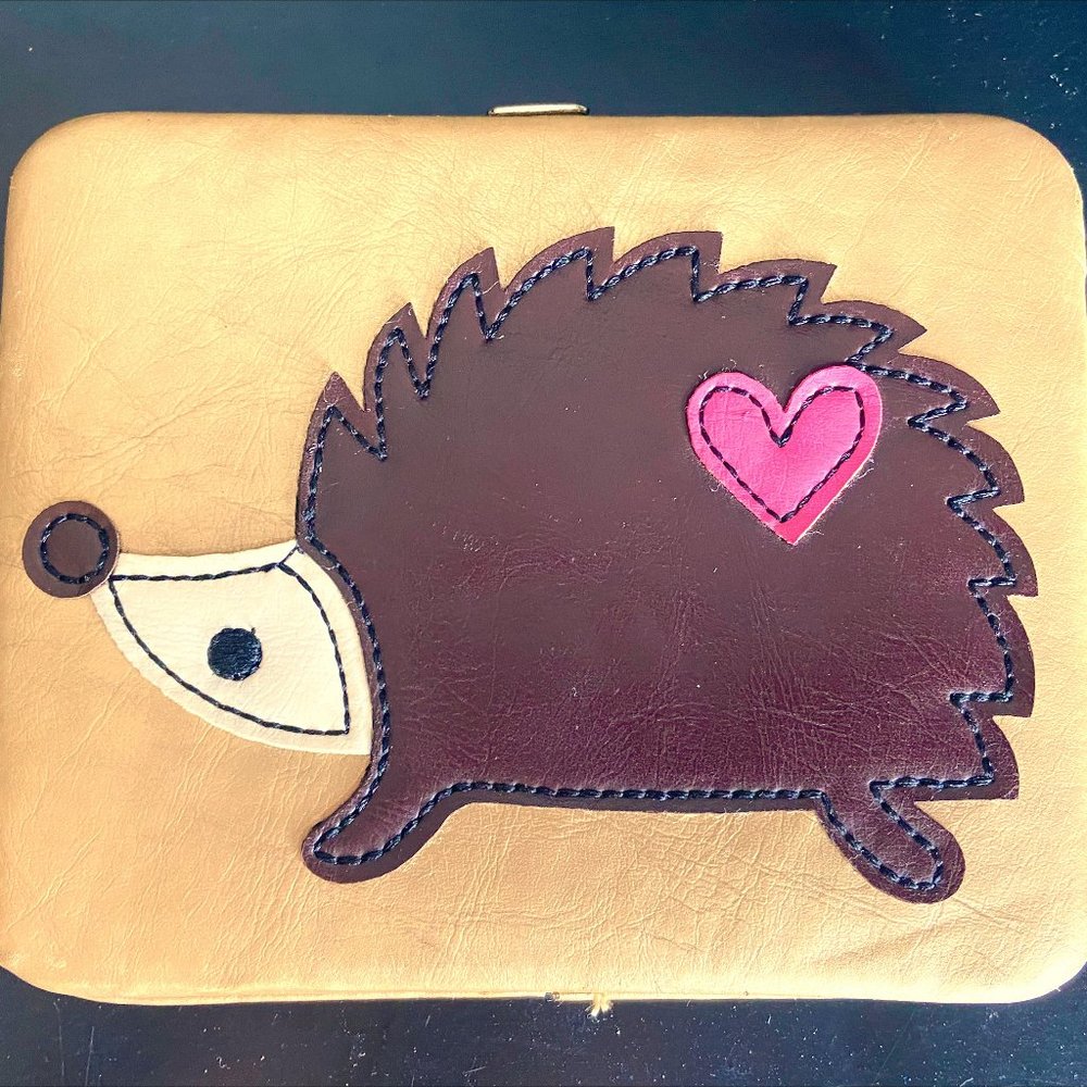 Gold Mini Wallet/Change Clutch with Porcupine